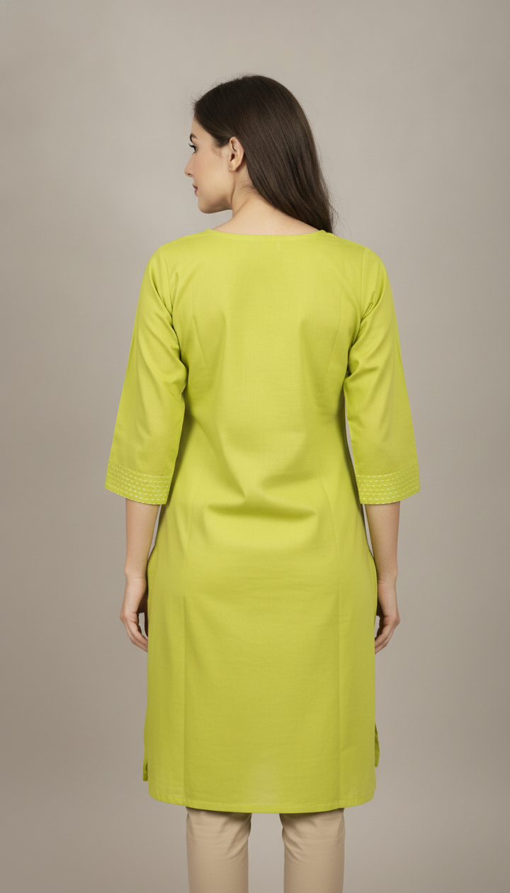 Green Cotton Short Kurti Secondary image