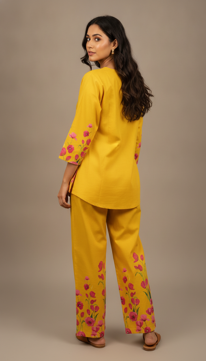 Sonia Women Yellow Cotton Co-Ord Set | KUR-107 Secondary image