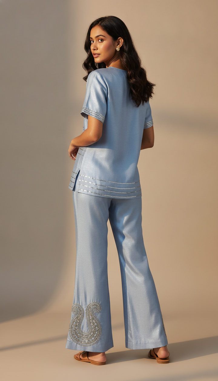 Blue Satin Co-Ord Set Secondary image