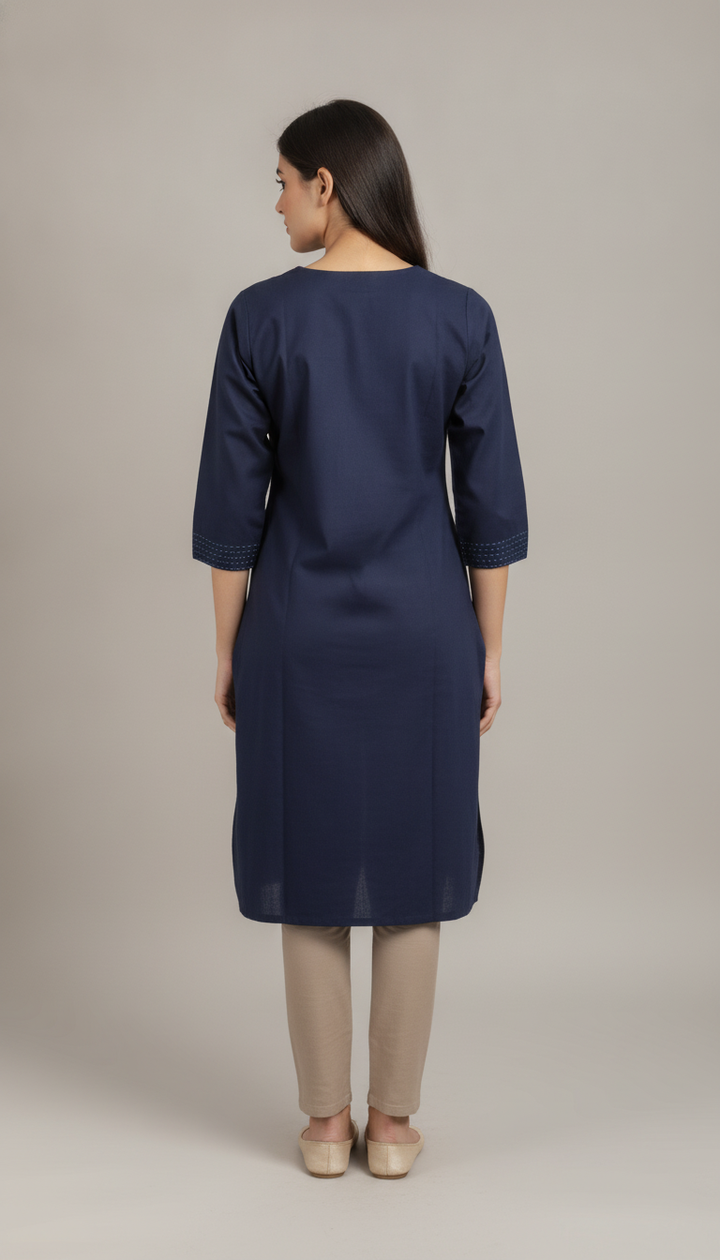 Blue Cotton Short Kurti Secondary image