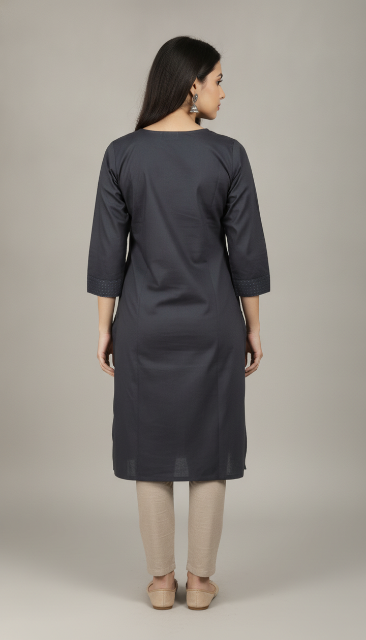 Black Cotton Short Kurti Secondary image