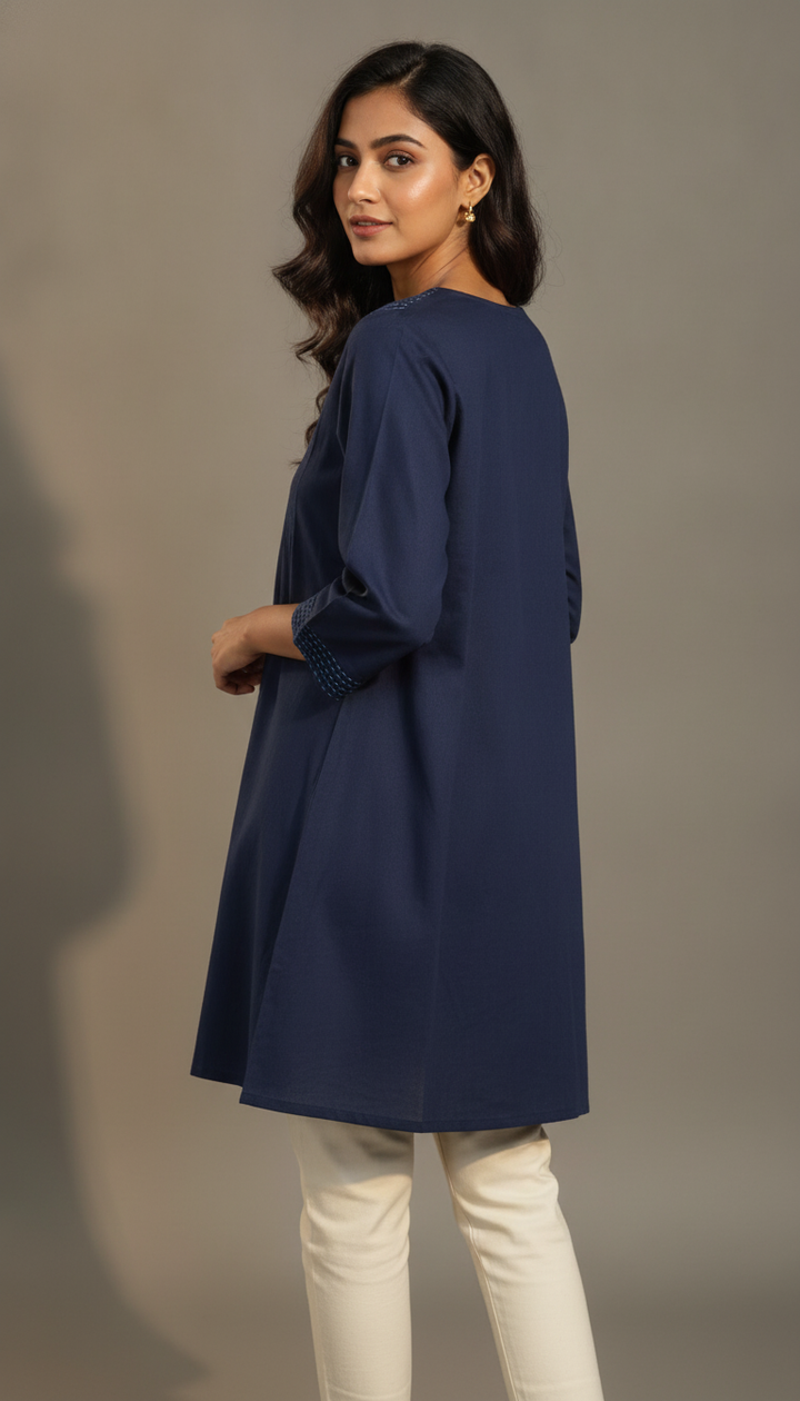 Blue Cotton Short Kurti Secondary image
