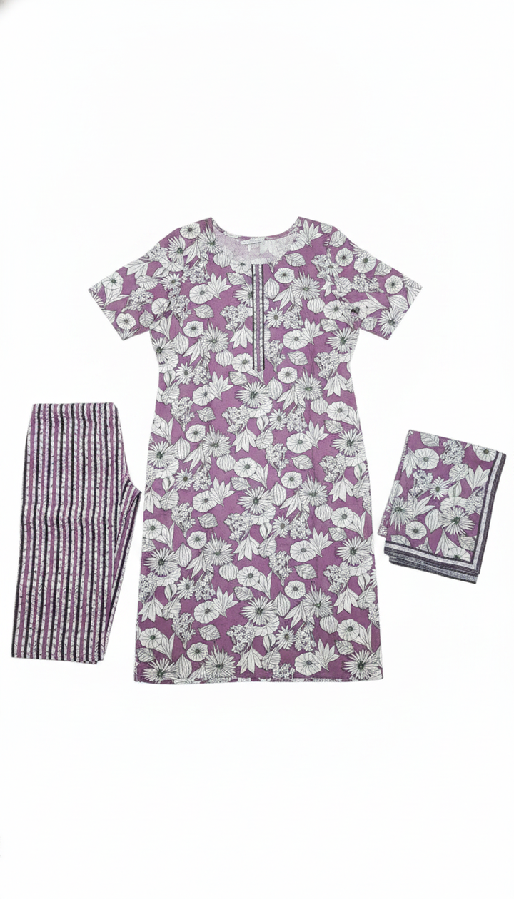 Purple Cotton Kurti Secondary image