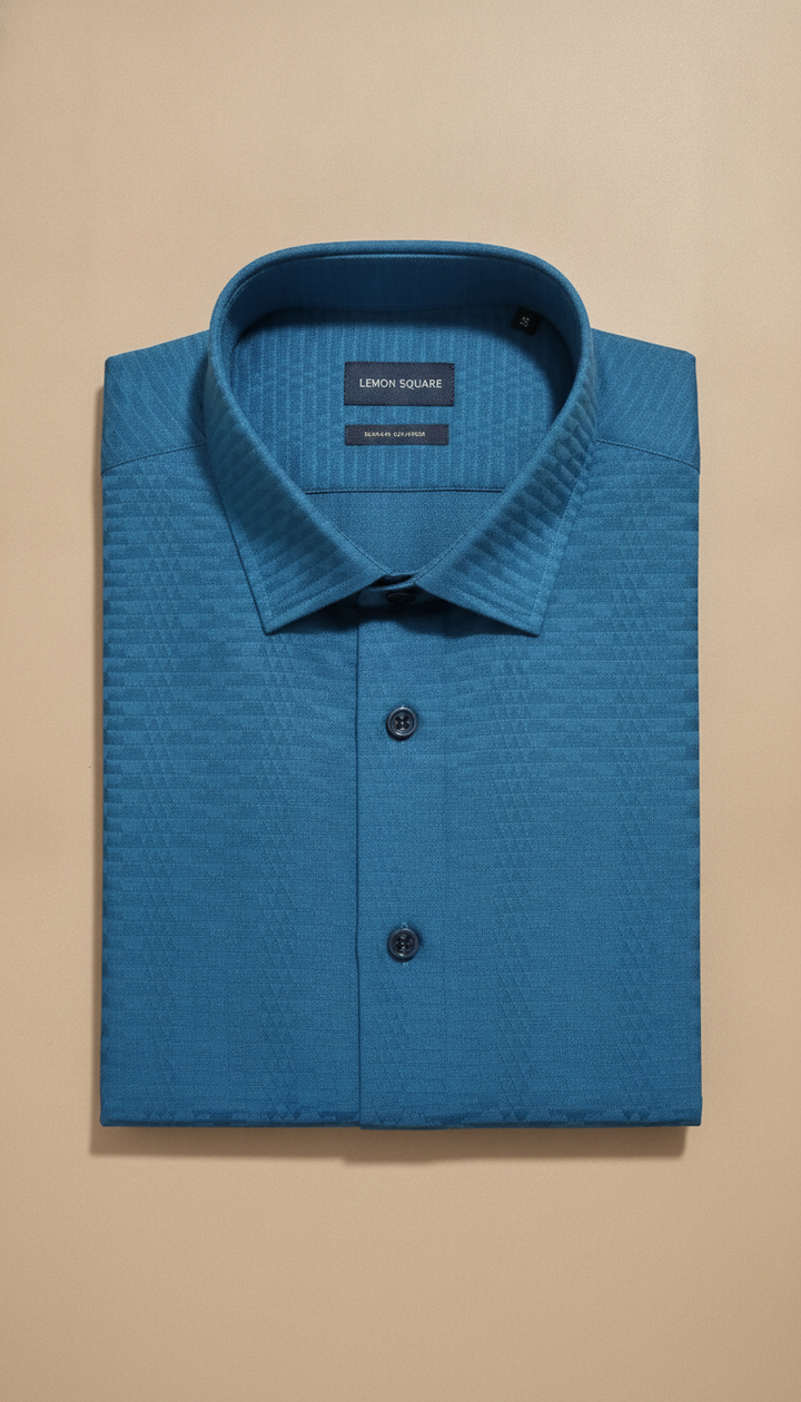 Lemon Square Men Blue Cotton Shirt | RM-376 Secondary image