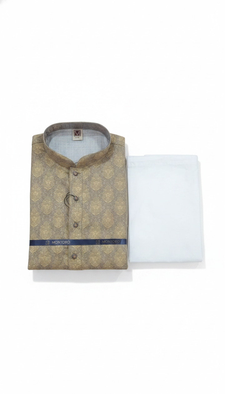 Montoro Men Brown Cotton Kurta Pajama Set | RM-403 Secondary image