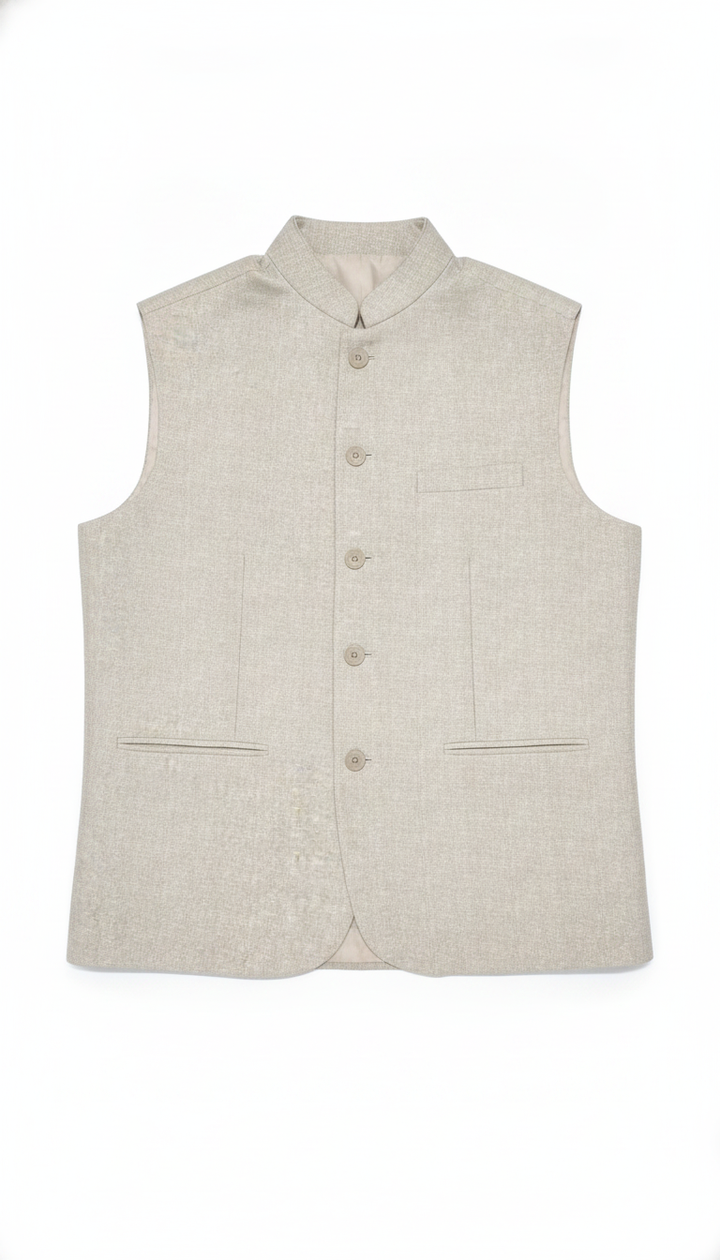 Jadone Men Off White Woollen Blend Nehru Jacket | RM-482 Secondary image