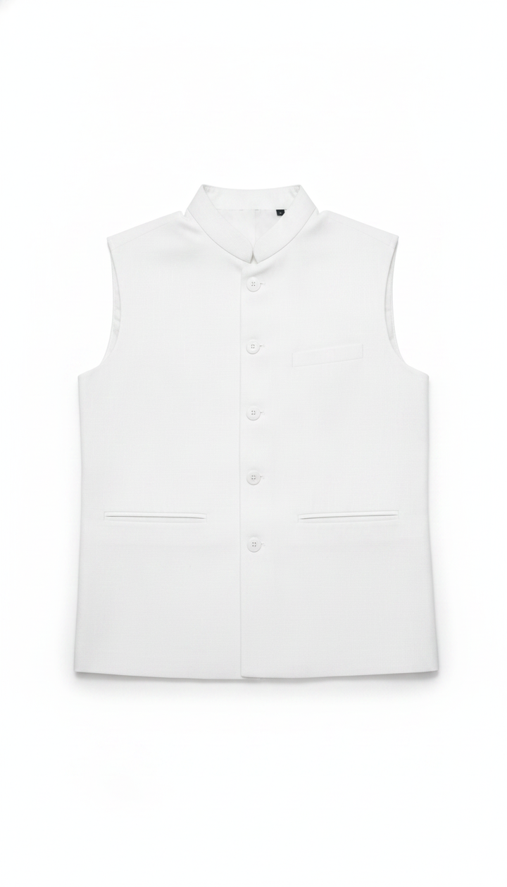 Men's Shop Men White Woollen Blend Nehru Jacket | RM-480 Secondary image