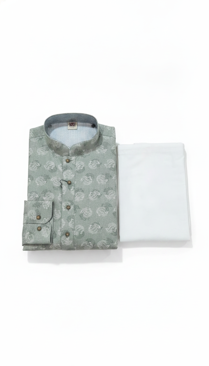 Montoro Men Grey Cotton Kurta Pajama Set | RM-406 Secondary image