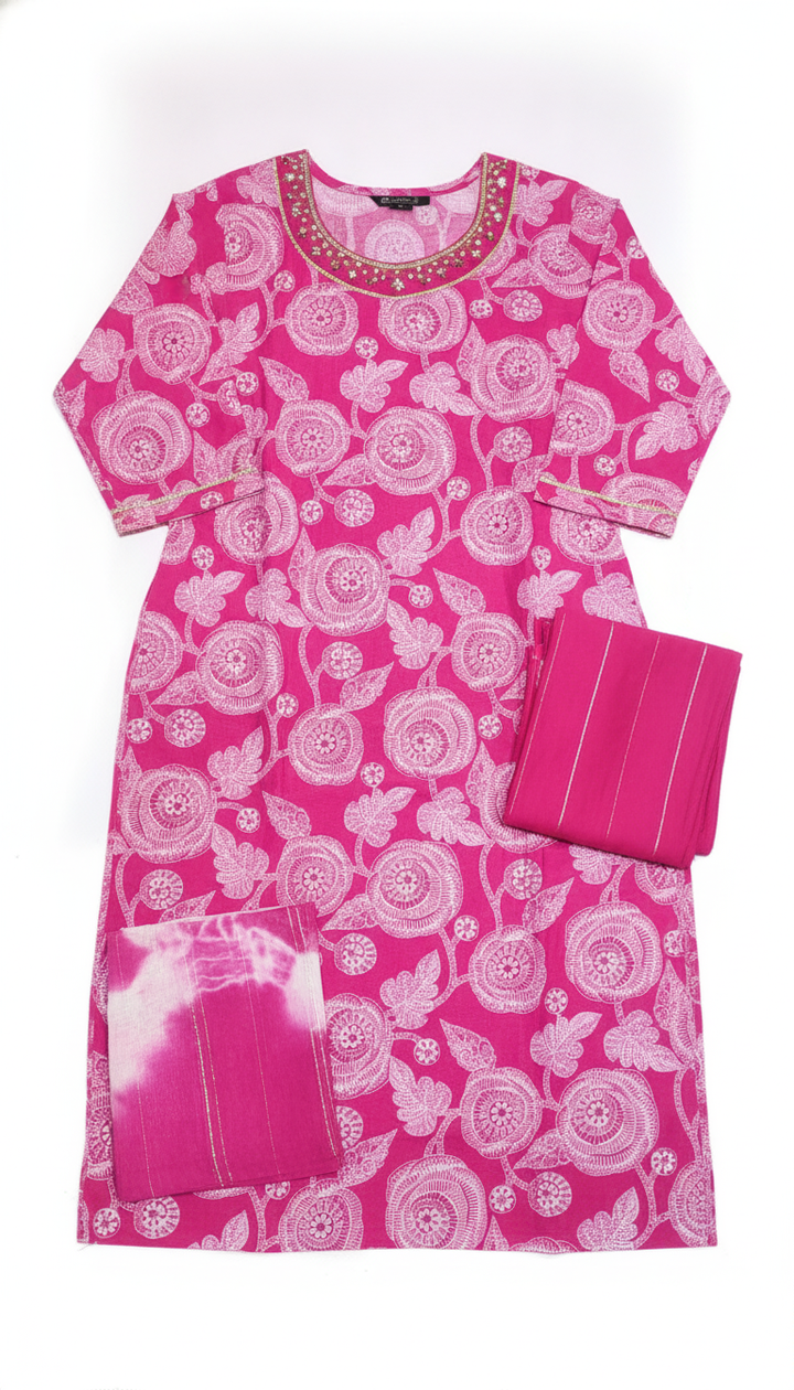 Pink Cotton Kurti Secondary image
