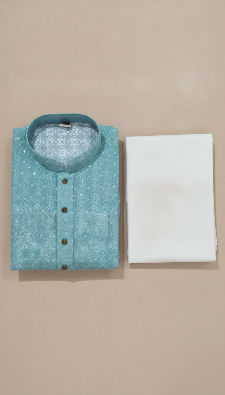 Montoro Men Blue Cotton Kurta Pajama Set | RM-396 Secondary image