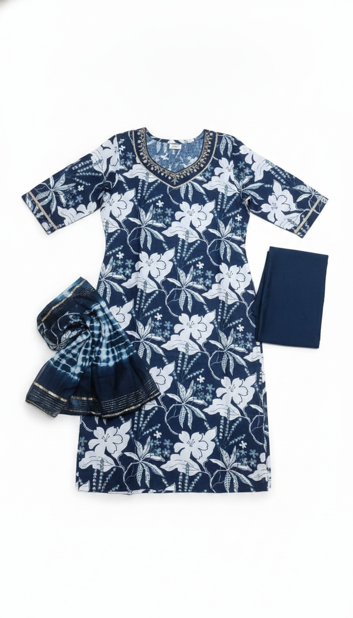 Blue Cotton Kurti Secondary image
