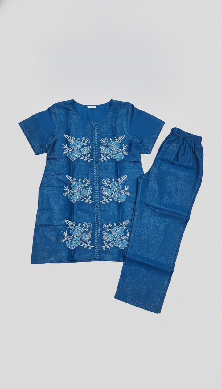 Mayur Women Blue Satin Co-Ord Set | KUR-117 Secondary image