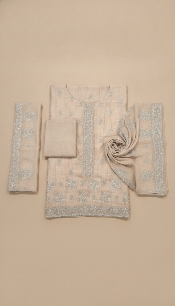 Kanha Priya Women Brown Silk Unstitched Suit | SILK-239 Secondary image