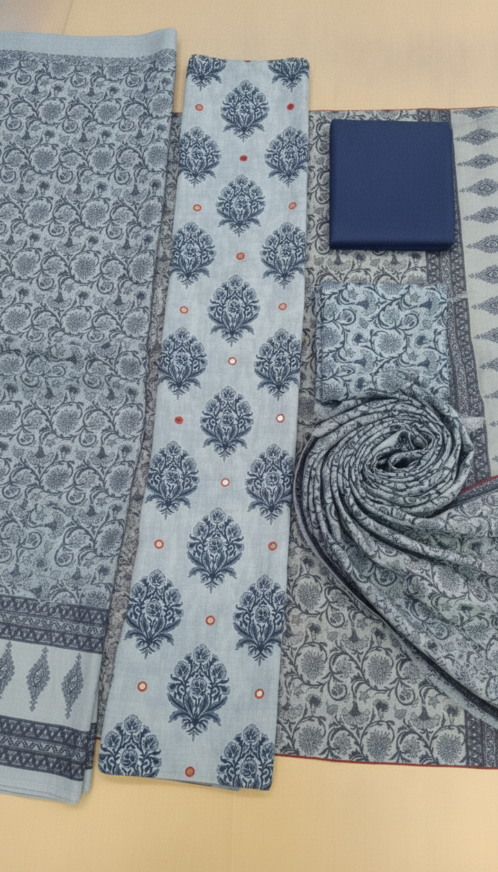 Harra Women Grey Cotton Unstitched Suit | COTT-35 Secondary image