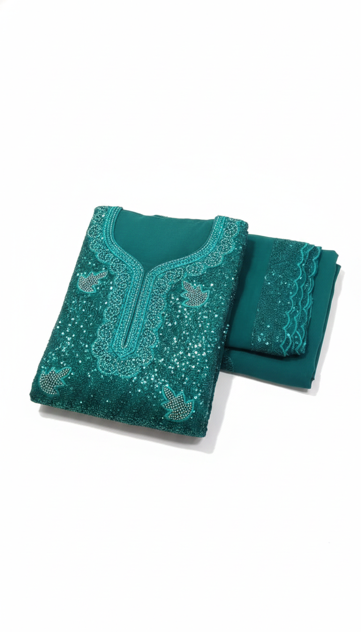 Blue Georgette Unstitched Suit Secondary image