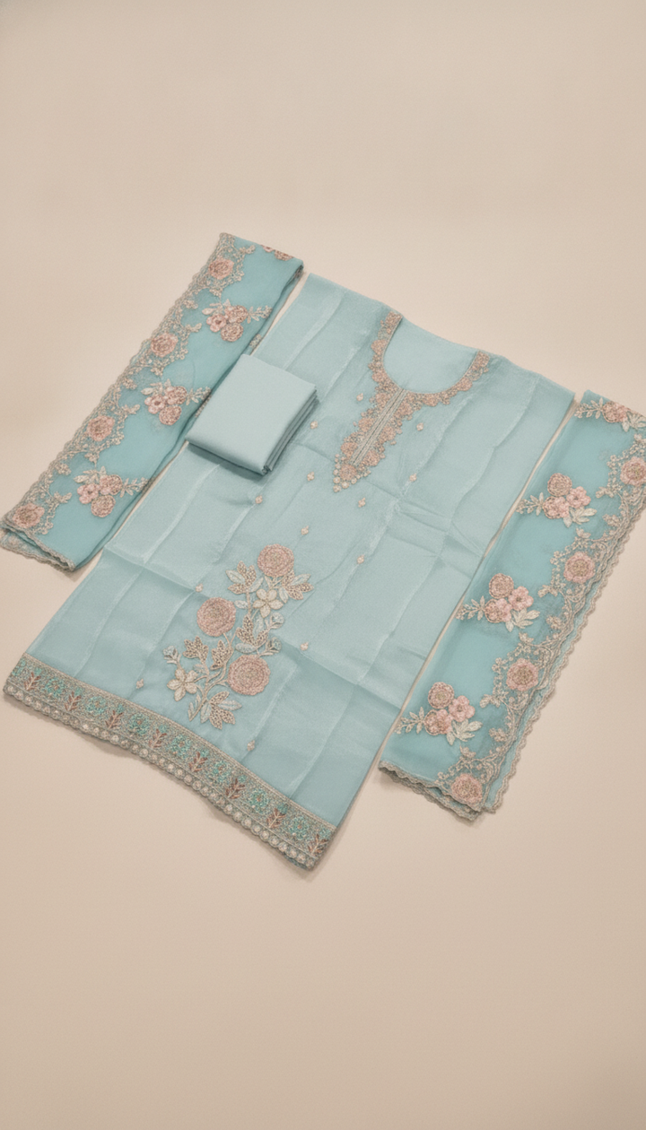 Kanha Priya Women Blue Silk Unstitched Suit | SILK-232 Secondary image