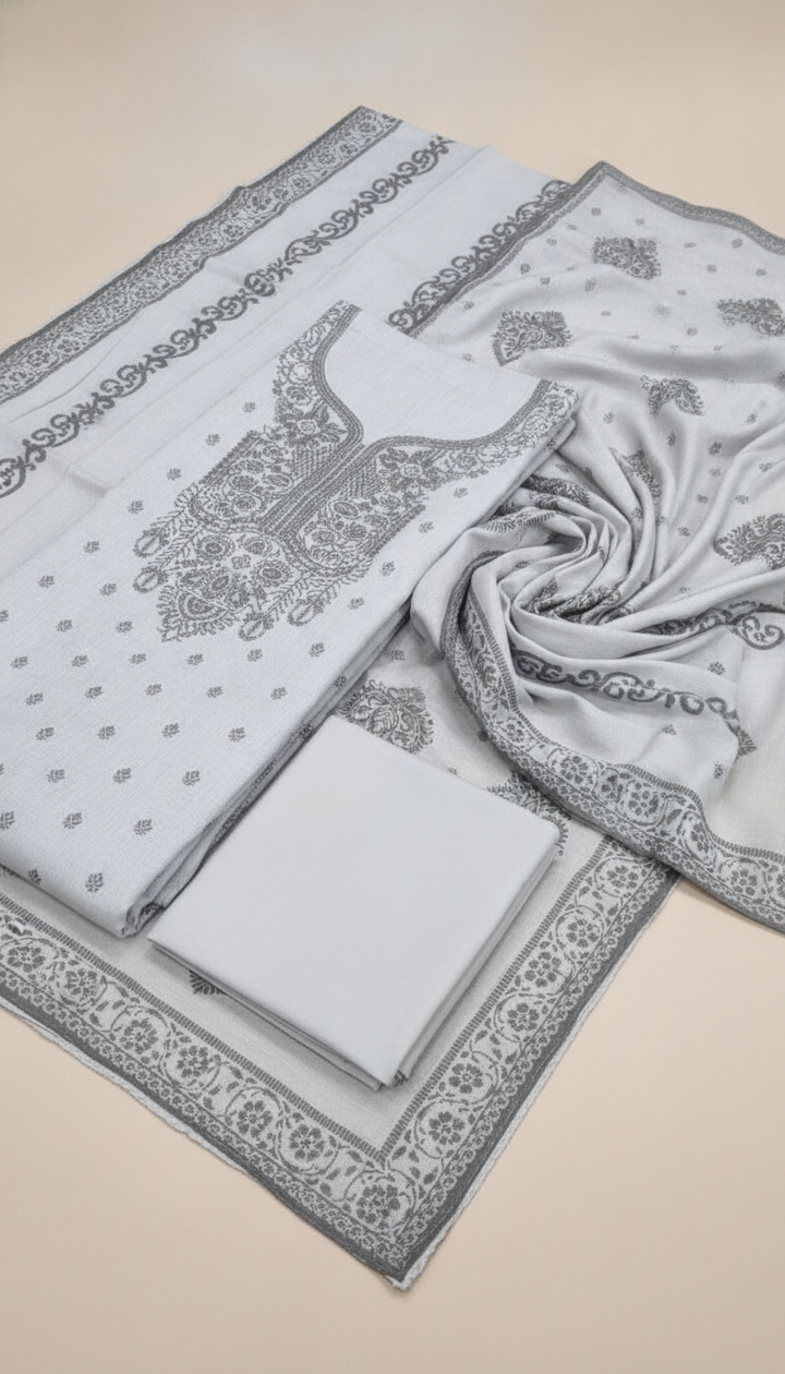 Ujas Women Grey Cotton Unstitched Suit | COTT-115 Secondary image