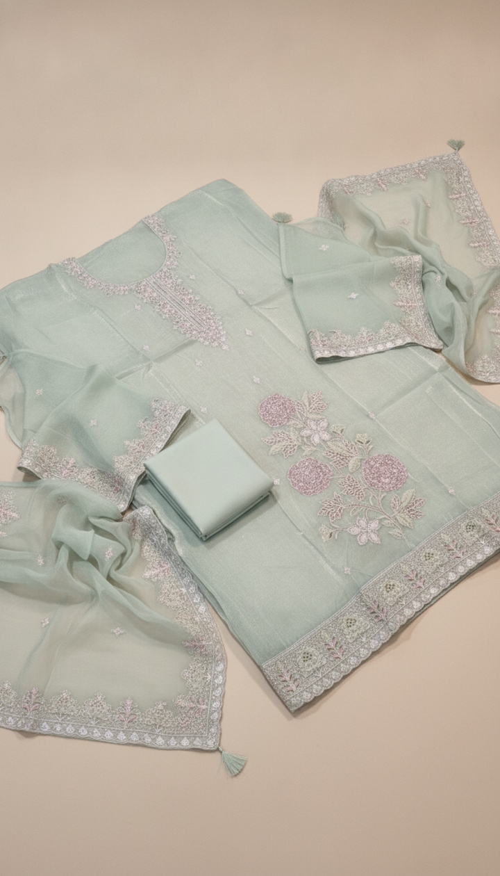 Kanha Priya Women Green Silk Unstitched Suit | SILK-234 Secondary image