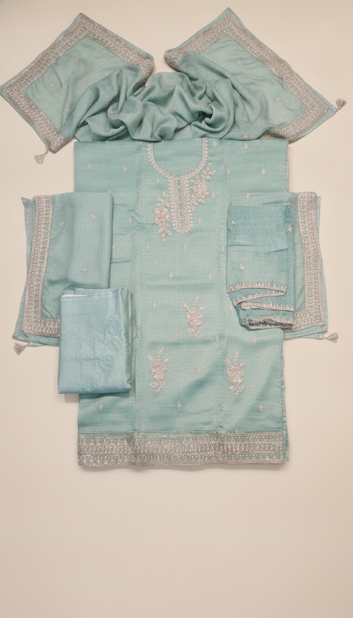 Lakshay Women Green Silk Unstitched Suit | SILK-243 Secondary image
