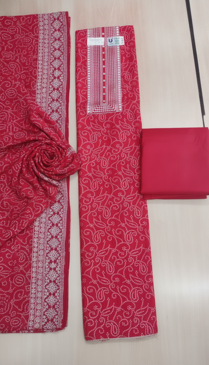 Ujas Women Pink Silk Unstitched Suit | SILK-76 Secondary image