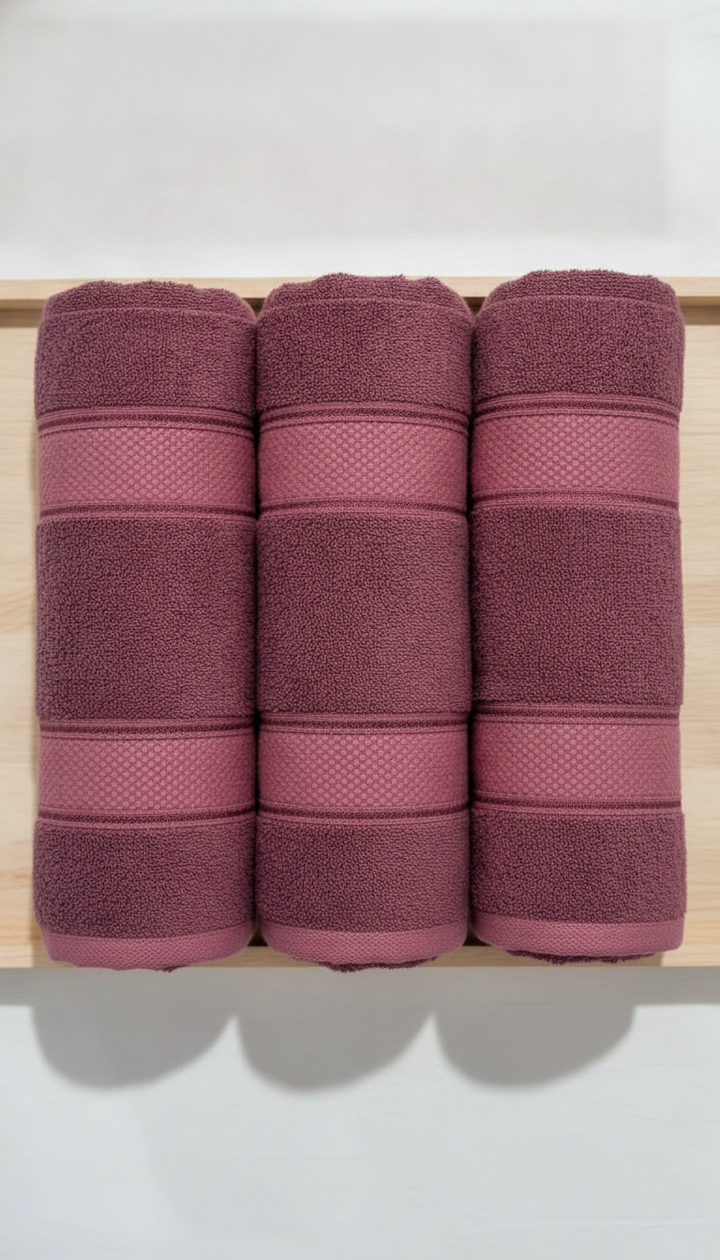 Monte Carlo Home Maroon Cotton Bath Towel | HFT-30 Secondary image