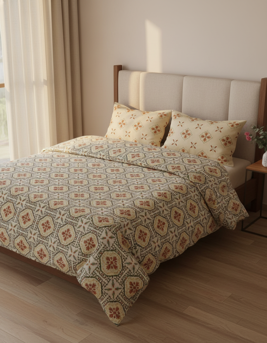 Raymond Home Yellow Cotton Bedsheet | HFB-134 Secondary image